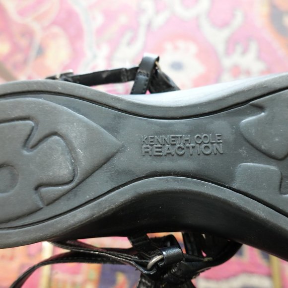 NWOB) Kenneth Cole Reaction Black Woven Leather Comfort Thong Sandal 9M - Picture 5 of 12